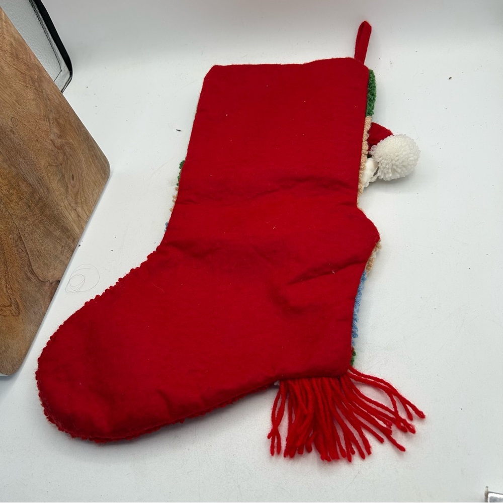 Festive Santa Christmas Stocking with Graphic knitted Santa with scarf - Picture 3 of 5
